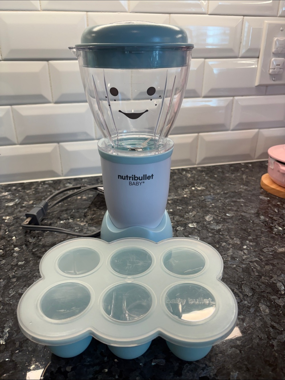 NutriBullet Baby Mini Blender in Light Blue with Freezer Tray